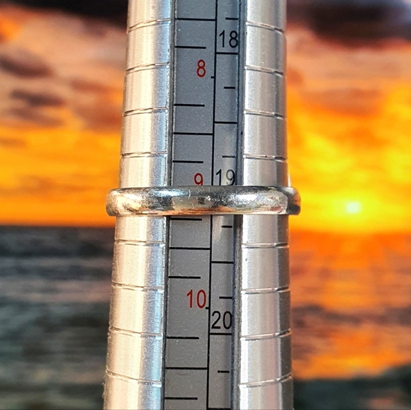 Blue Agate Gemstone Sterling Silver Plated Ring Size 9 - Picture 7 of 10